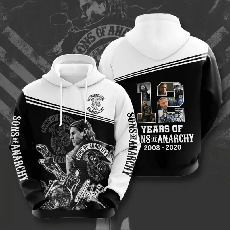

New Gothic Vintage Sons of Anarchy Pattern Hoodies 3D Print Man Women Tracksuit Pullovers Street Harajuku Men Hoodie Y2k Clothes