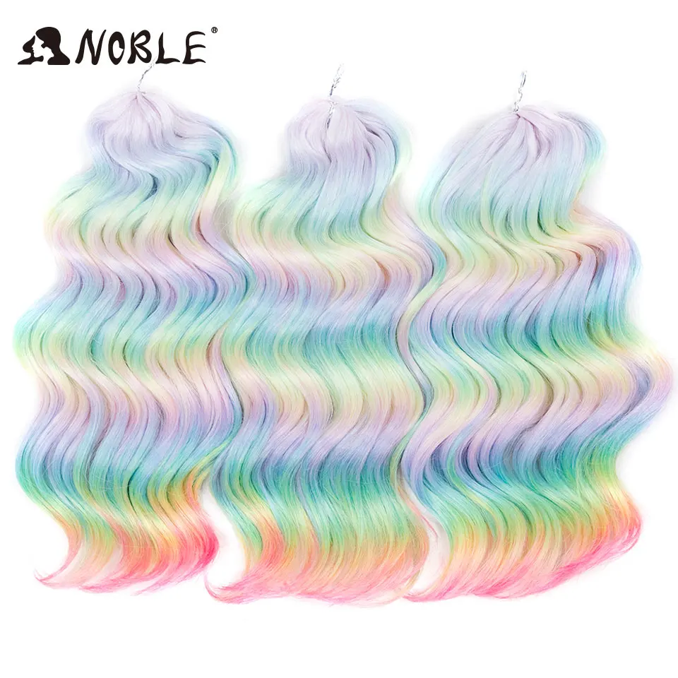 نوبل الاصطناعية تويست الكروشيه مجعد الشعر 16 بوصة موجة عميقة جديلة الشعر أومبير شقراء براون موجة المياه تجديل وصلات شعر #1