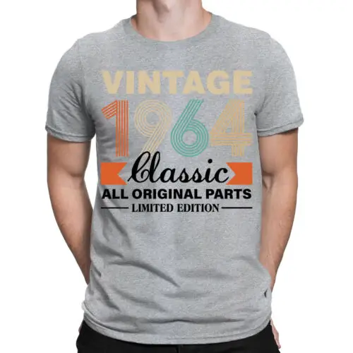 

Vintage 1964 Aged to Perfection Original Parts Mostly Birthday Mens T Shirt #E2