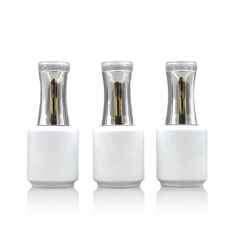 ขวดน้ำยาทาเล็บ 1 ชิ้น ขนาด 15 มล. ขวดน้ำยาทาเล็บทรงกลมสีขาว ขวดแก้วเปล่าขนาดใหญ่แบบแบ่งส่วน