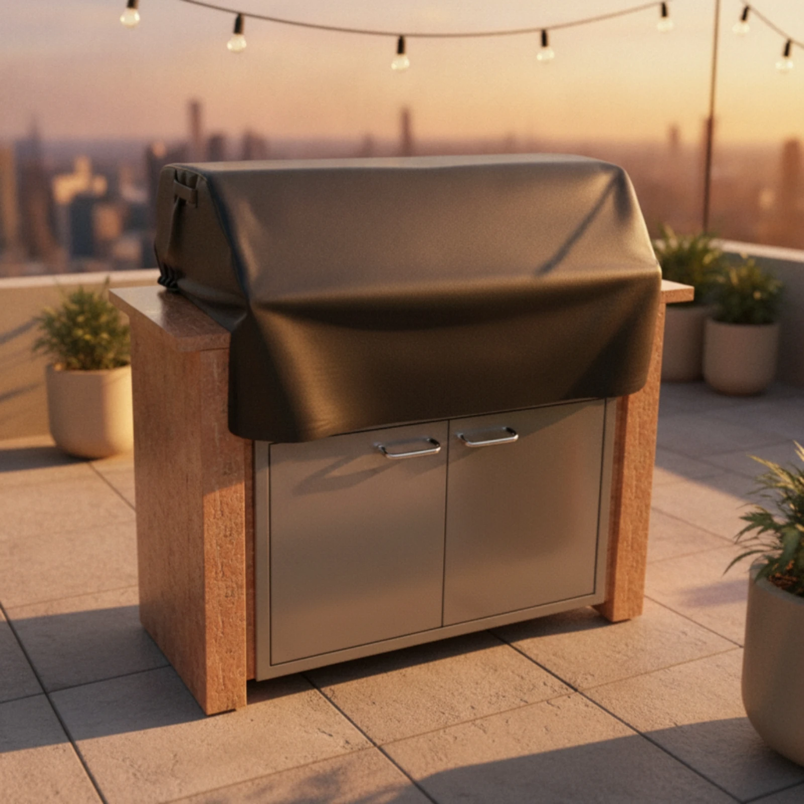 Built-in Grill Top Cover Protection Built-in Grill Cover Colorfast Resistant With Storage Bag for Patio