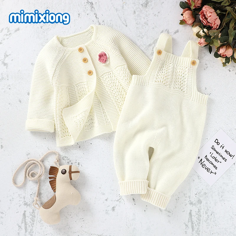 Baby Clothes Sets Autumn Outerwear Newborn Infant Girls Long Sleeve Sweaters Jackets+Rompers Outfits Winter Toddler Knitted Suit