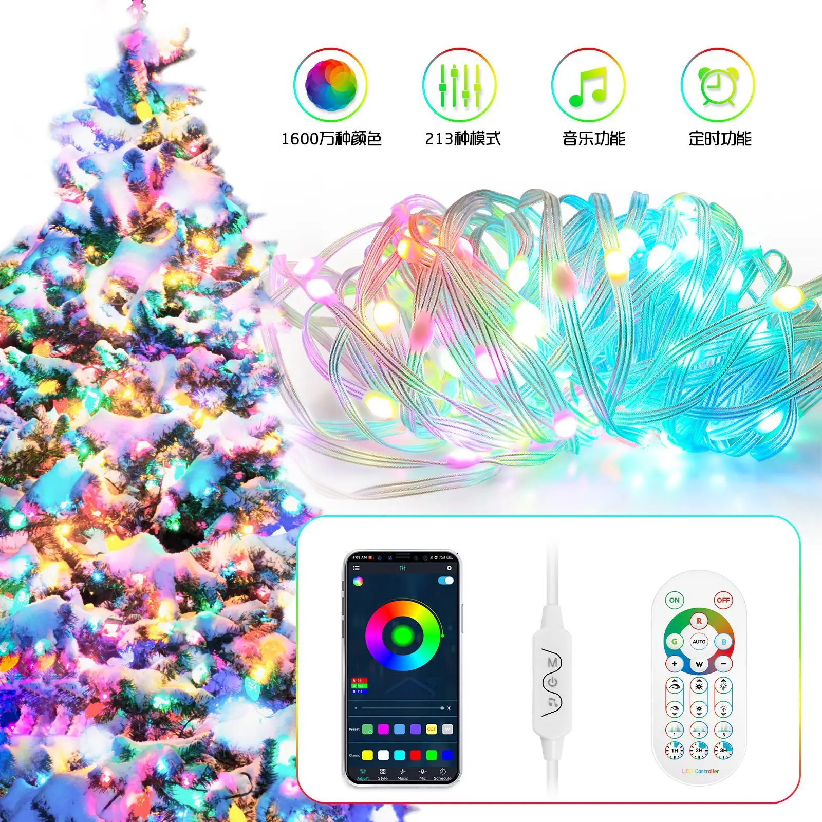 5/10/15/20M  Led Light APP Intelligent USB Magic Leather Wire Light Garland Led Light String Indoor or Outdoor Tree Light Decor