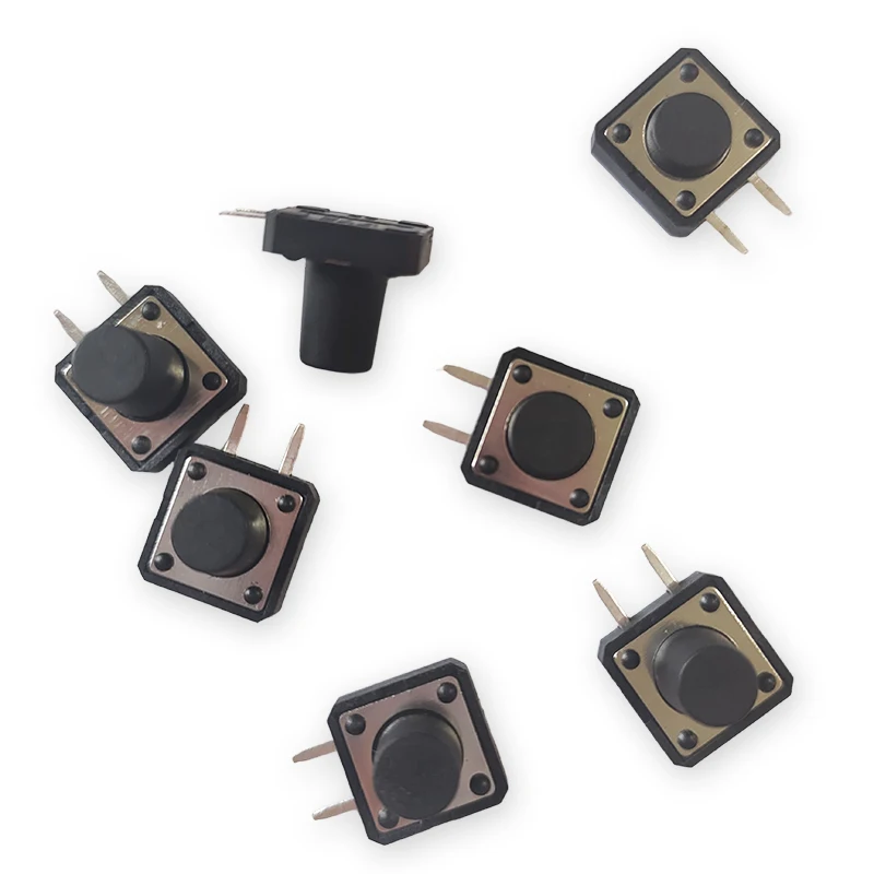 10 Stück 12x12 selbstzurückstellende (zweiseitige Stiftanschlüsse) Mikrotaster, Griffhöhe 11,0 mm, 50 mA, DC 12V, horizontale Tastschalter – Detail 4
