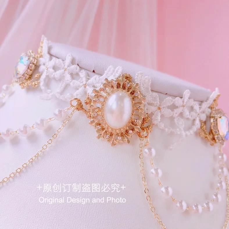 Collier de perles d'amour magique en forme de sirène Lolita, doux ras du cou, accessoires kawaii pour cosplay