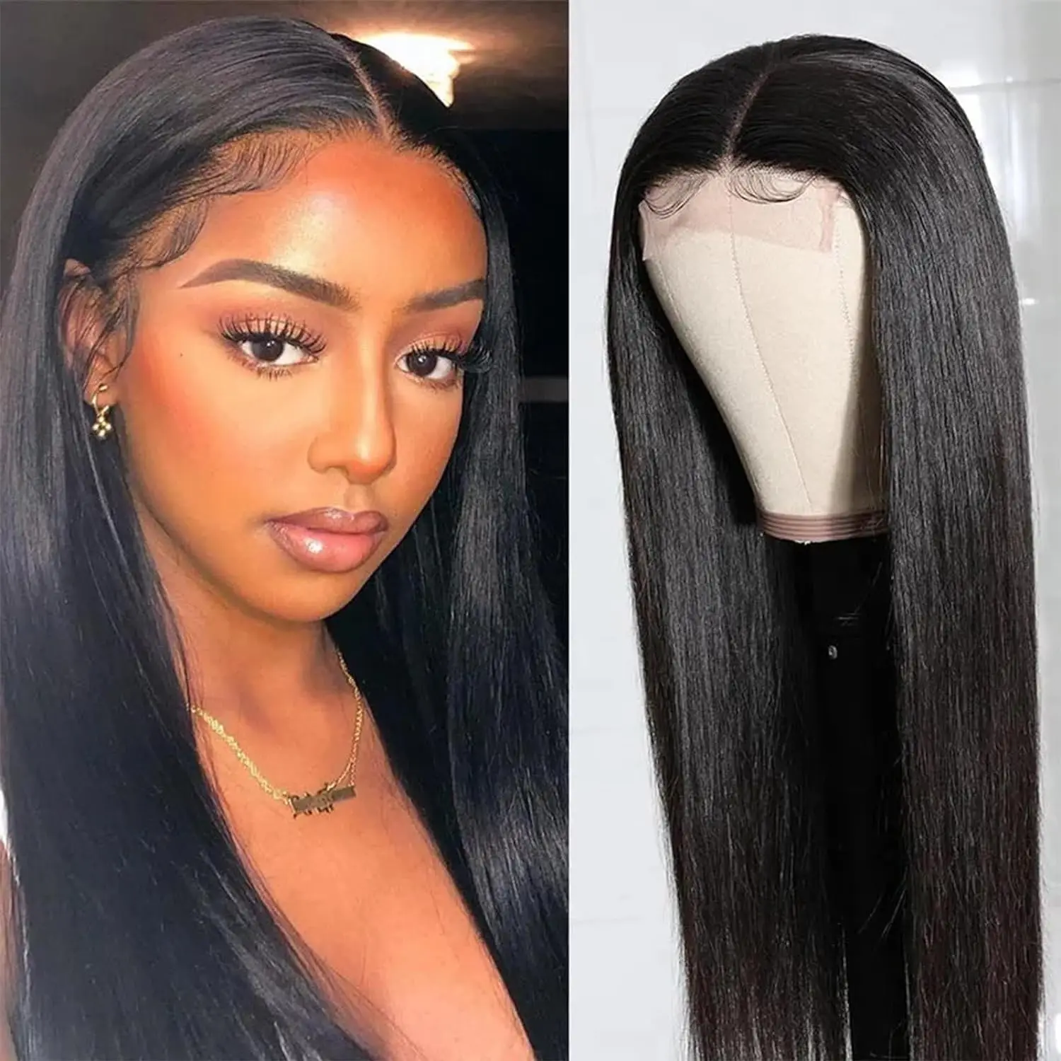 

13x4 Transparent Straight Lace Front Wigs 180 Density 13X6 Straight Human Hair Wigs Frontal Wigs For Black Women Pre Plucked