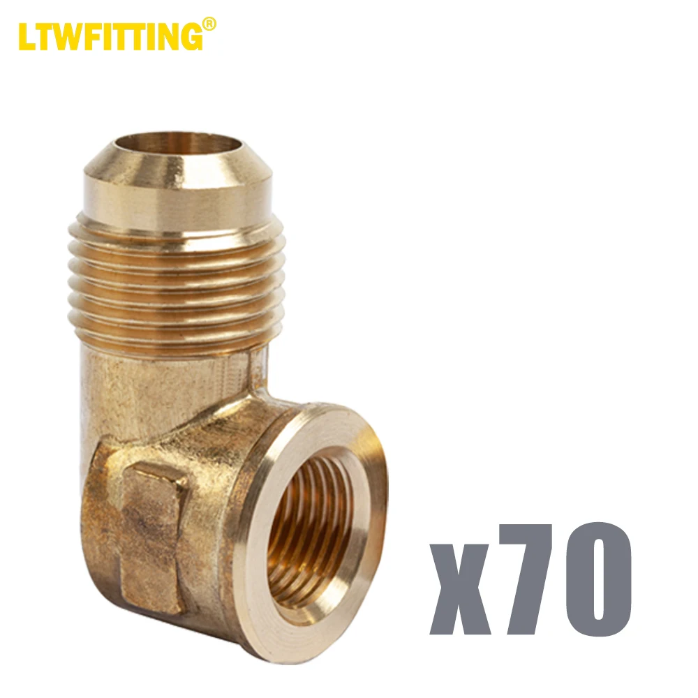 

LTWFITTING Brass 5/8" OD x 3/8" Female NPT 45 Deg Flare 90 Degree Flare Elbow Tube Fitting(Pack of 70)