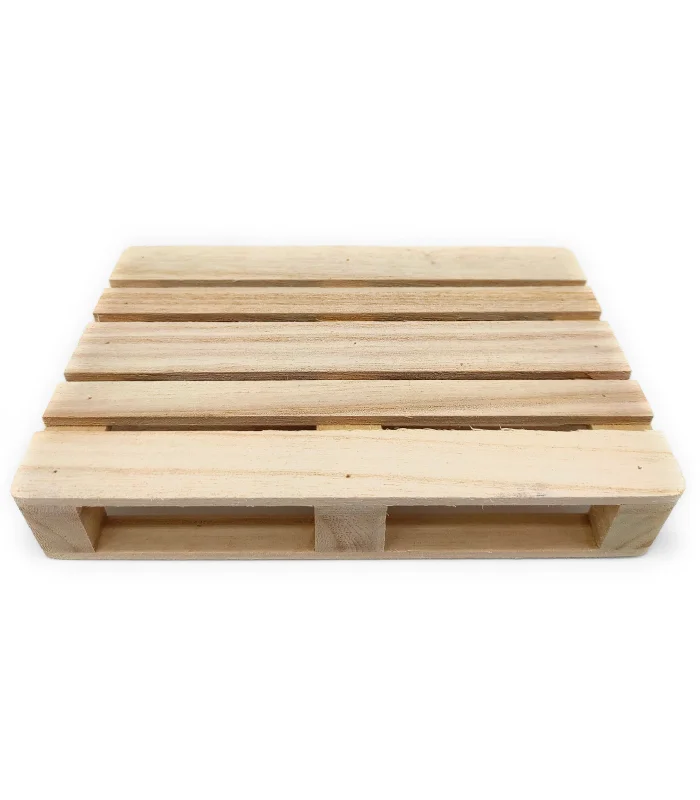 Tradineur - Pack of 6 multi-purpose pallet style wooden trays 17,6x11,3x3 cm. Coaster, table, ideal serving plate t