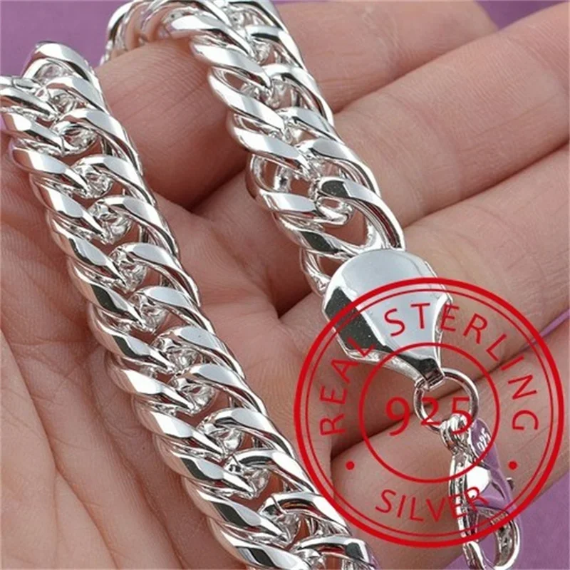 Genuine 925 Sterling Silver Noble Nice Chain Solid Bracelet For Women Men Charms Party Gift Wedding Engagement Fashion Jewelry