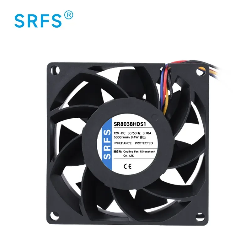 Factory Customized DC8038 Cooling Fan for 24V 8cm High-Speed Server Fan and 48V Fan
