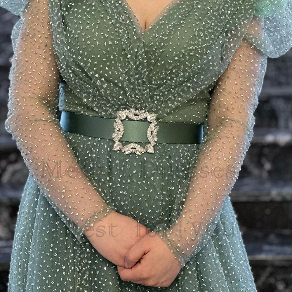 فساتين سهرة بدون حوامل للنساء ، فساتين حفلات موسيقية بأكمام كاملة ، ردية مطرزة ، كم كامل ، شاش حديث ، ملعب صيفي ،