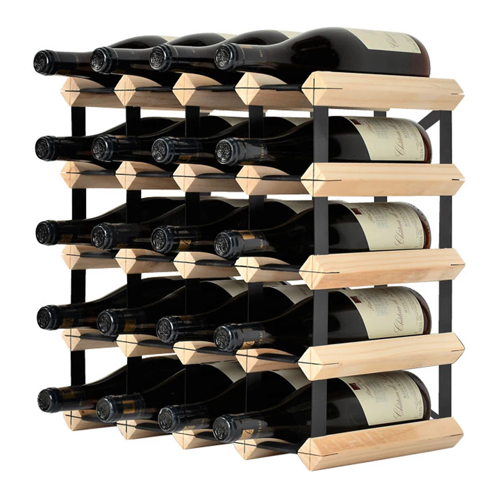

Flooring Freestanding Wooden and Metal Bottle Rack Display Organizer Storage Custom Cabinet Design Modular