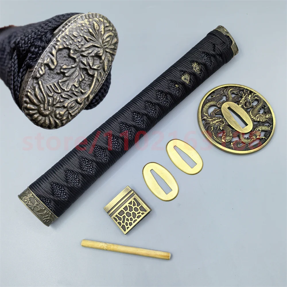Exquisite 20cm Tsuka Handle Hilt Alloy Tsuba Handguard Guard Brass Habaki Seppa For Japanese Japan Samurai Katana Sword Fittings