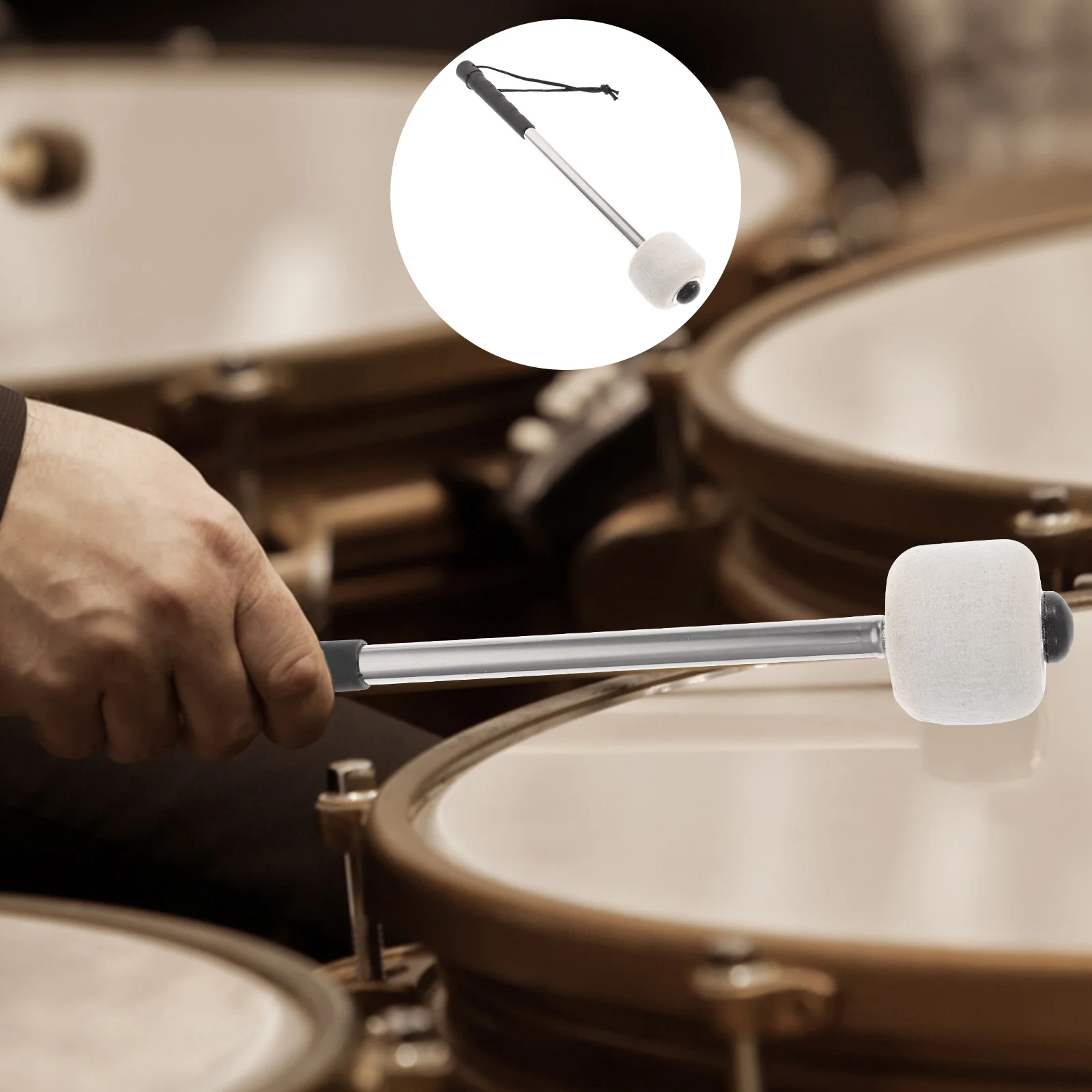 Bass Drum Wool Felt Stainless Steel Handle Percussion Instrument Accessories Parts felt bass drum music instrument