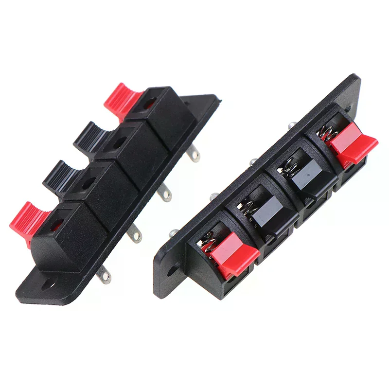 【New】2Pcs 4 Positions Spring Connector Terminal Audio Speaker Terminals Wiring Clip