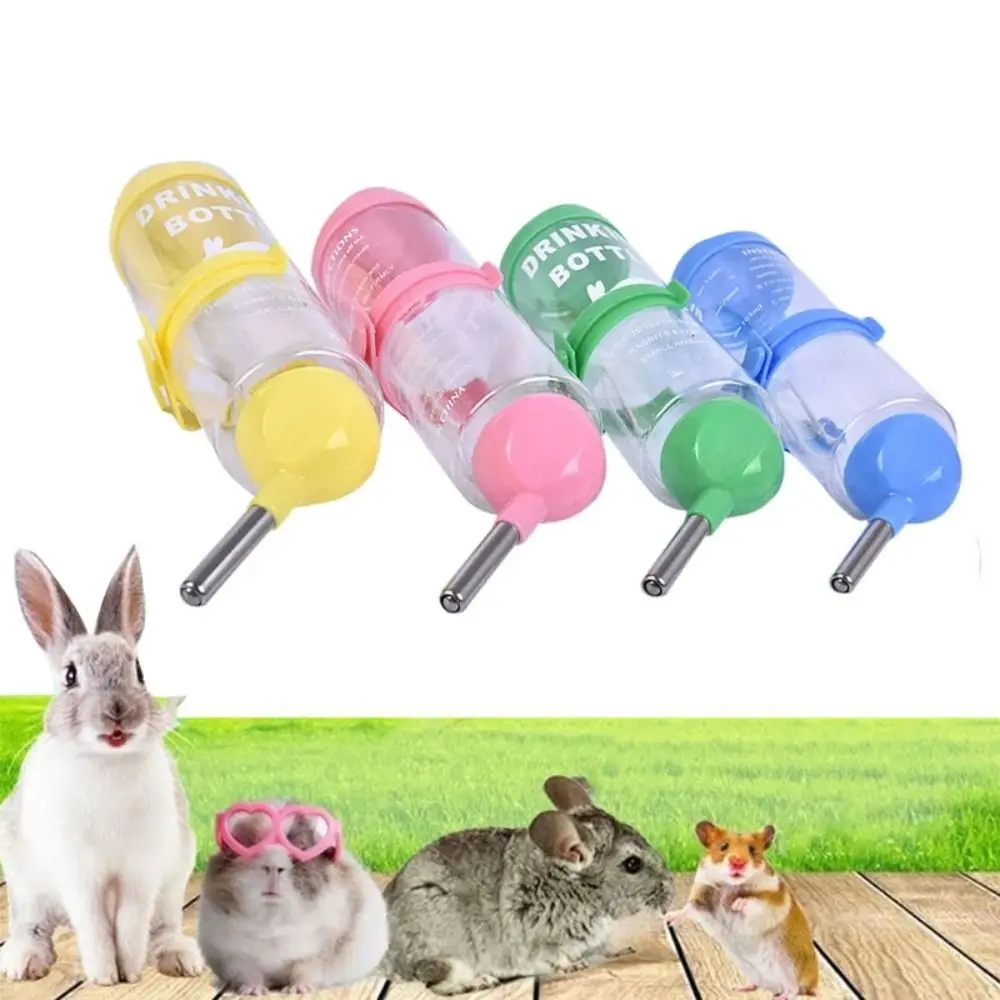 125 ML Hamster Drinker Feeder New Leak Proof Flat Head Pet Drinking Fountain Plastic Round Head Water Bottle Dispenser