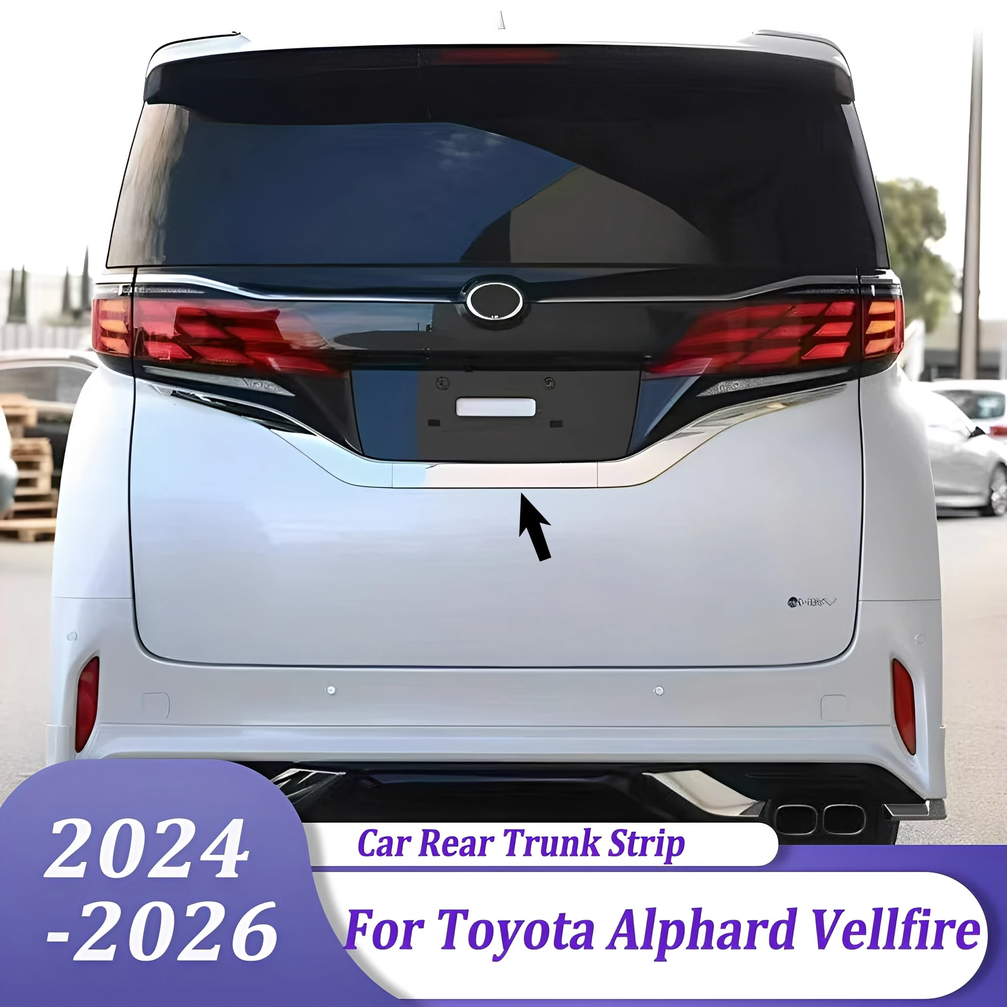 

Rear Trunk Strip Tail License Number Plate Protection Cover Trim Car Accessories For Toyota Alphard Vellfire 2024 2025 2026