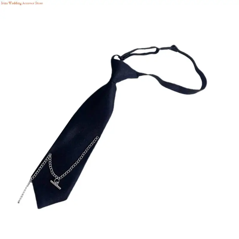 G92D Professional Pre Tied Metal Chain Necktie Women and Girls Suitable for Business Conferences and Office