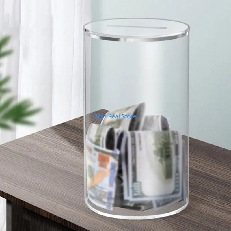 

Elegant Clear Money Box Acrylic Piggy Banks, Suitable for Home Decors Saving Encouragement Teenagers Cash Box 41XB