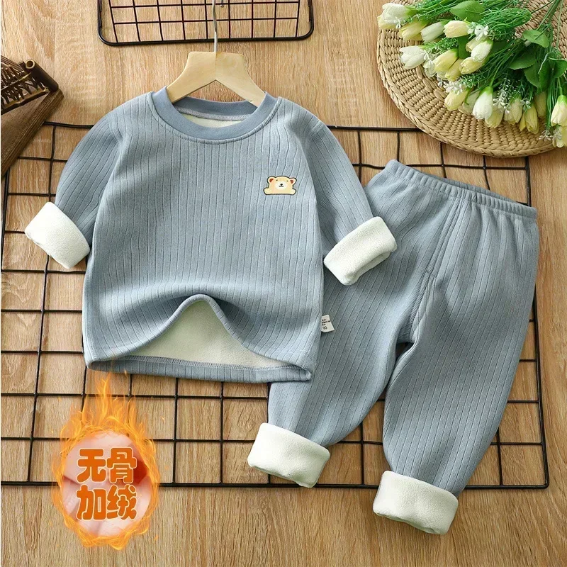 Children Winter Thermal Underwear Elastic Warm Seamless Boys Girls Clothing Set Skin-friendly Soft Comfortable Kids Long Johns