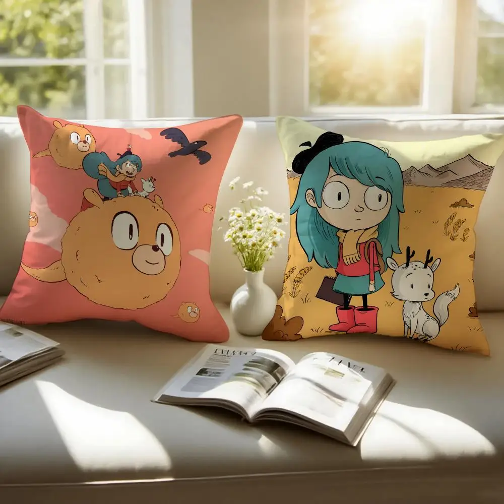 Warm Cute Cartoon H-Hilda Cushion Cover Pillowcase Anti-dustmite Invisible Zipper Short Plush Sofa Cushion
