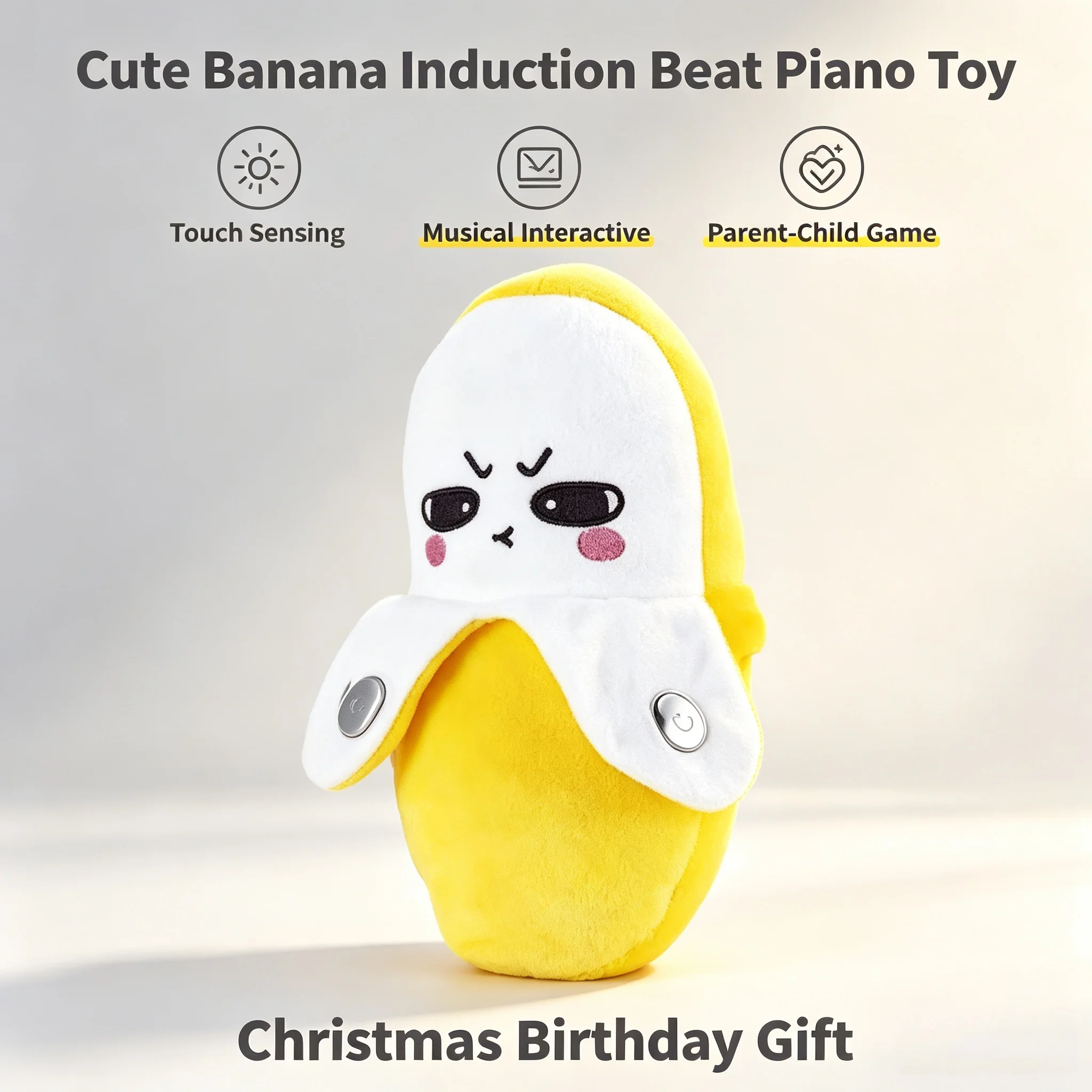 Musical Instrument No Touch - ตุ๊กตาบานาน่าแกร่งสุดน่ารักแบบใหม่ พร้อมระบบสัมผัส เครื่องดนตรีเปียโนอัตโนมัติ ของเล่นนุ่มนิ่มสำหรับสองคน