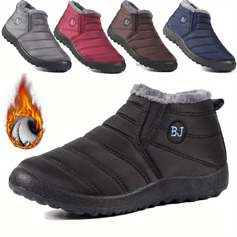 Zapatos de nieve cálidos antideslizantes impermeables para mujer, cómodos zapatos de senderismo bajos