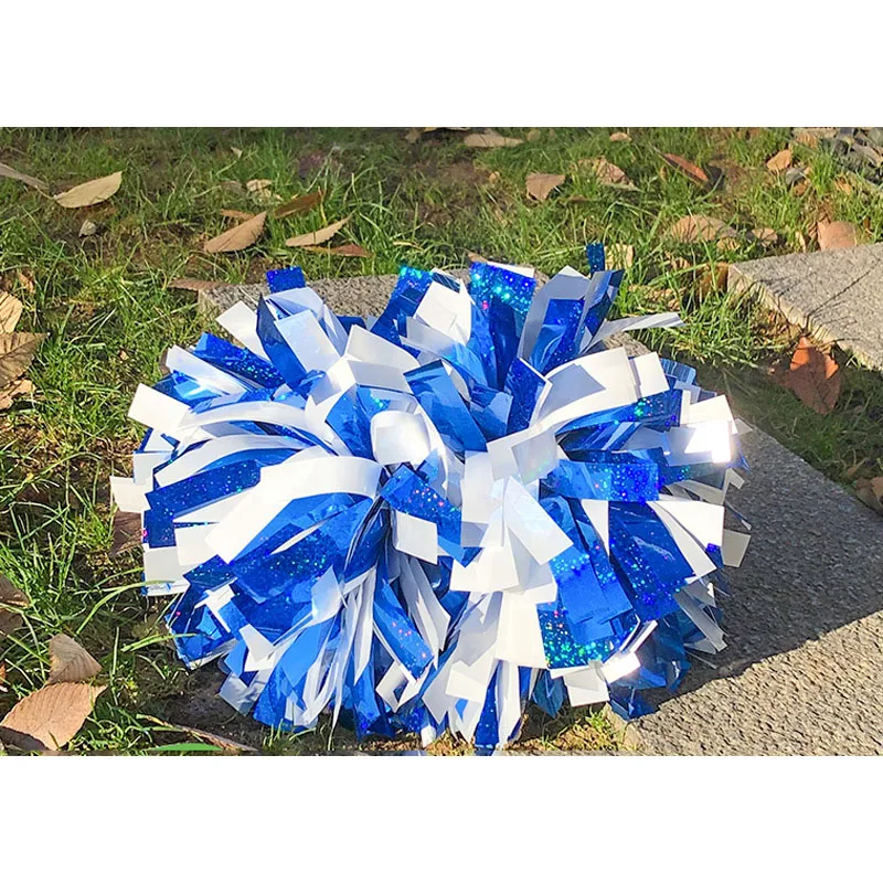 

Holographic royal blue with white,custom cheerleader Pom pom,pick size,one pair