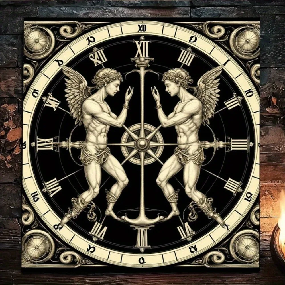 Time Angel Dialogue Tarot Altar Cloth Multiple Sizes HD Sublimation Print Hourglass Celestial Rune 100 Polyester Machine Wash