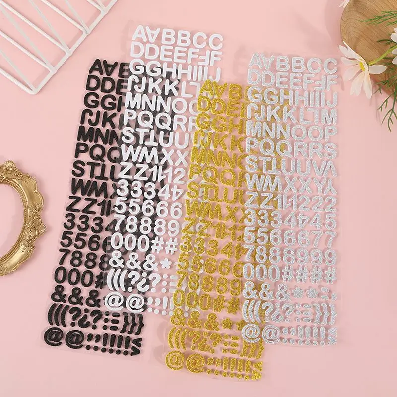 1Pc Alphabet Planner Stickers Gold Black White DIY Creative Kids Student EVA Sticker For Cup Gift