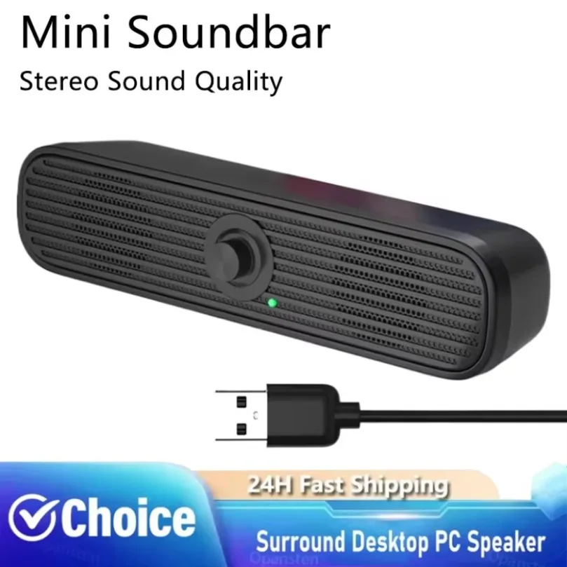 Opansten Surround Desktop PC Speaker Home Stereo 3.5Aux USB Soundbar System Computer TV Phone HIFI Subwoofer Wired Strong Bass