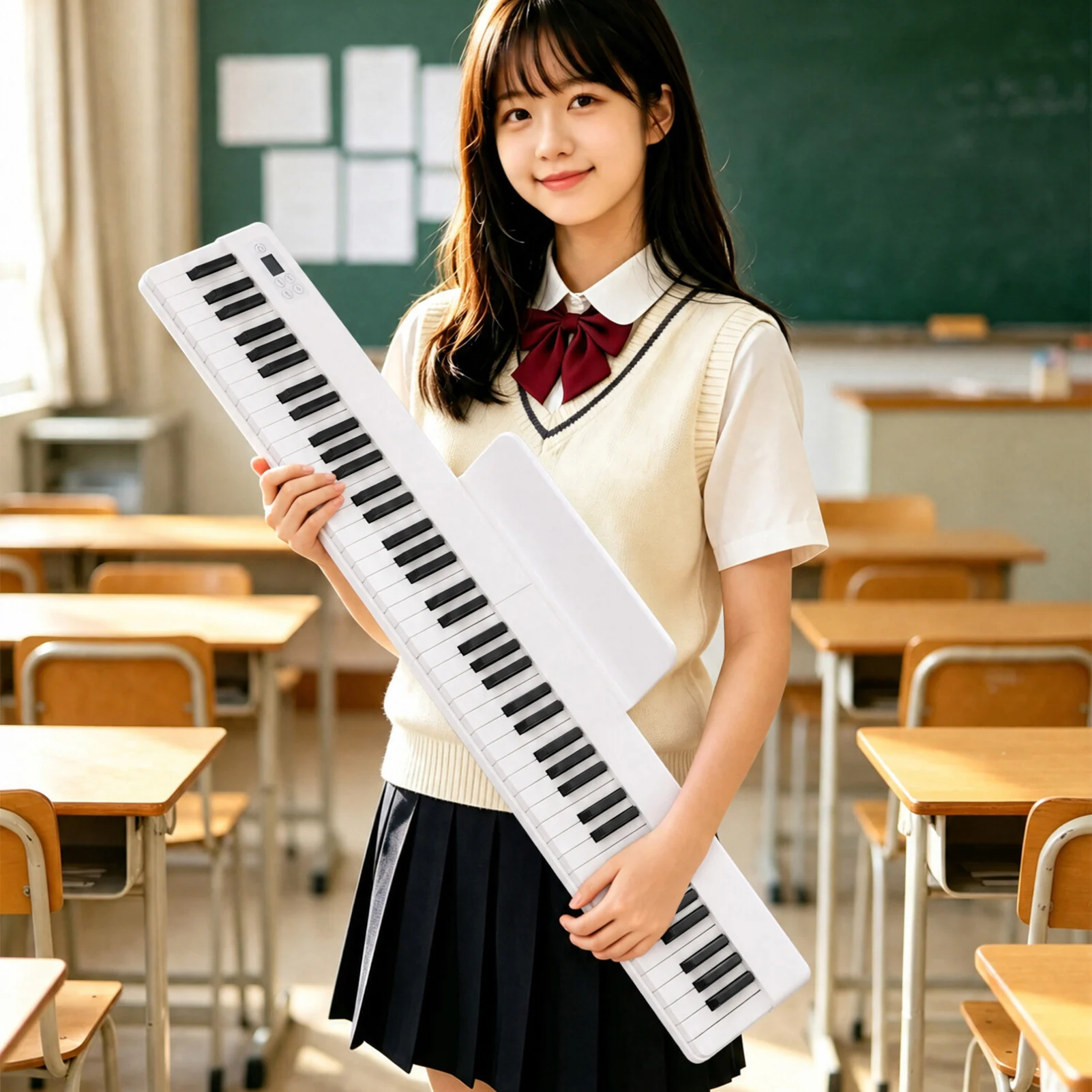 88-Key Magnetic Foldable Electronic Piano with Rainbow Light-Up Keys Portable Keyboard with Sustain Pedal 128 Tones 100 Rhythms