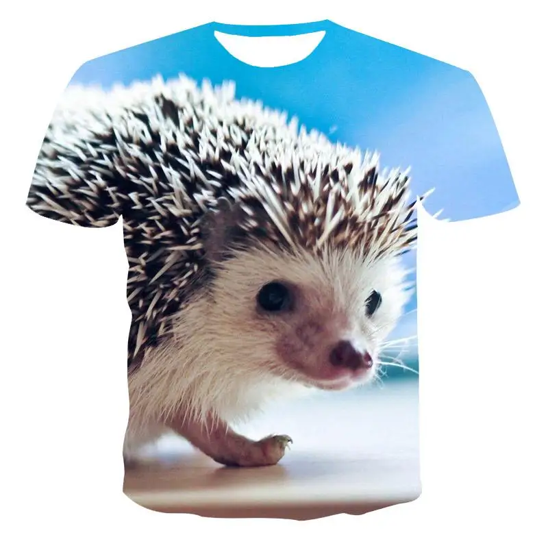 

Tide Fashion Summe Hedgehog Picture Men's T-shirt Casual Print Tees Hip Hop Personality Round Neck Short Sleev Tops