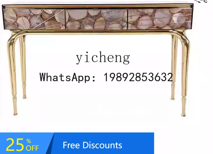 AA  green agate stone entrance table villa living room light luxury metal entrance cabinet