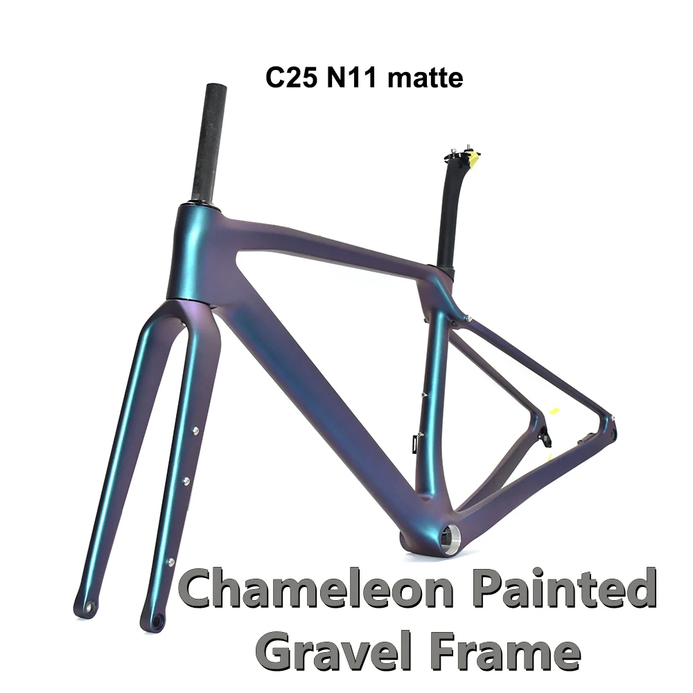 Chameleon Carbon Frame for Gravel Bike, Full Inner Cable, Bicycle Framework, Customized Color