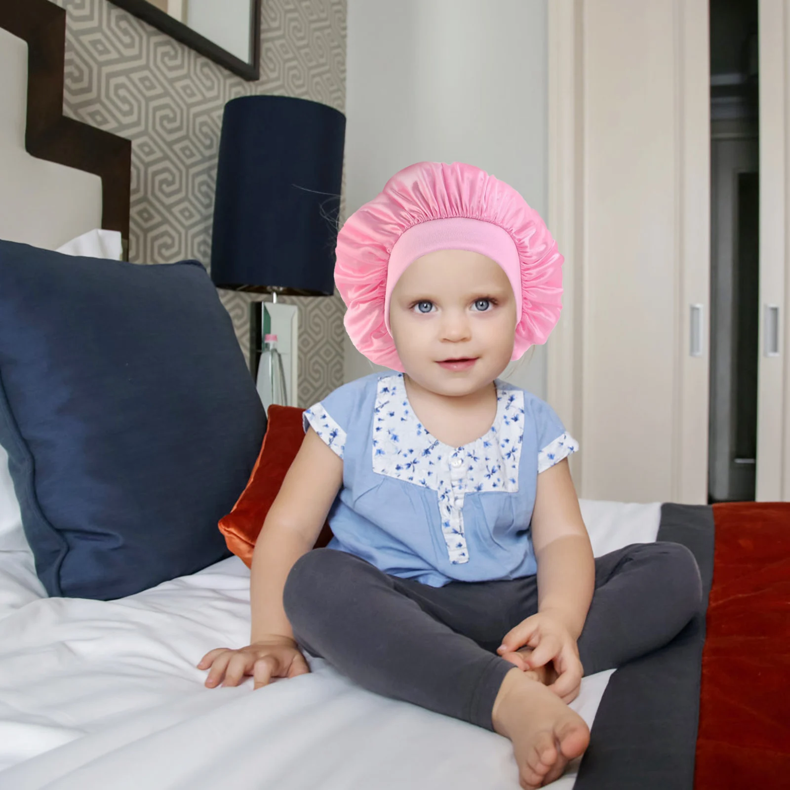 

2Pcs Kids Adjustable Sleeping Hat Simple Design Hair Care Caps Lightweight Portable for Home Use Sleeping Hat Practical