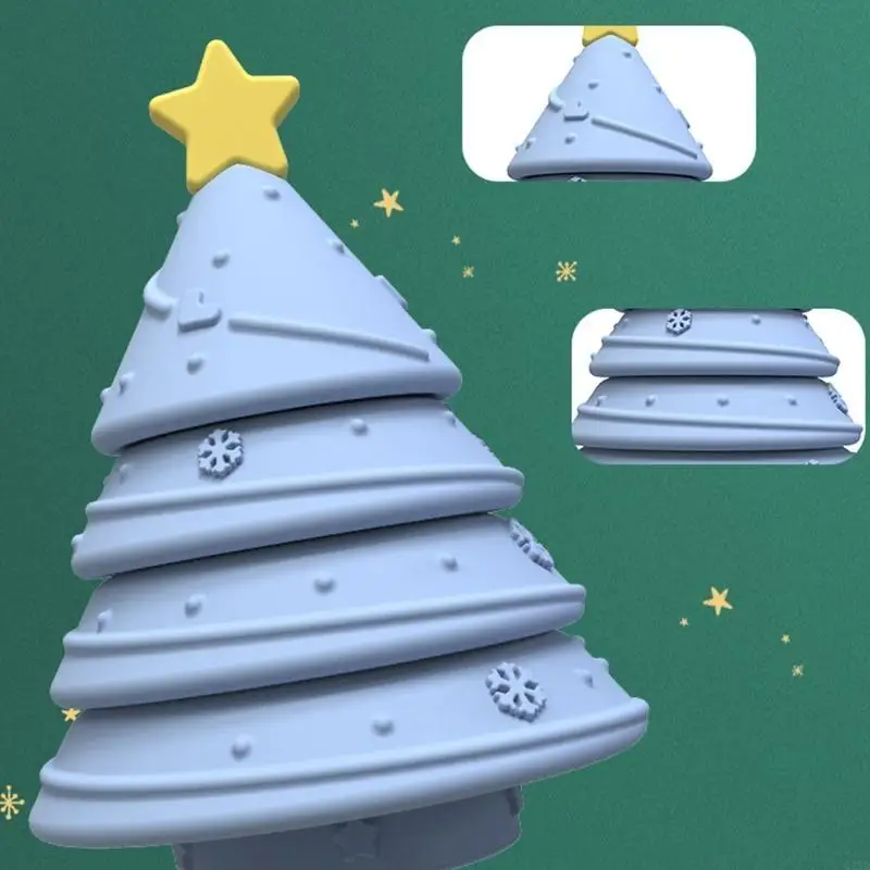Q22D Silicone Christmas Tree Toy Kids Stacked Intelligent Developing Color Cognition for Baby Girls Boys Learning Playing Toy