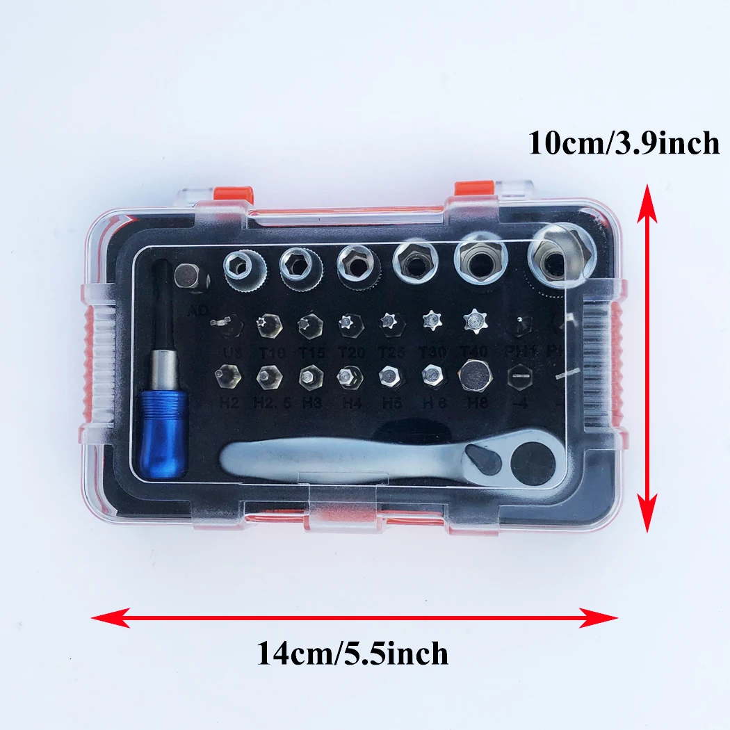 blue 27 in 1 Mini Ratchet Wrench Set with  Bits & Socket Wrench-Versatile Tool Set for Daily Maintenance of Household Appl