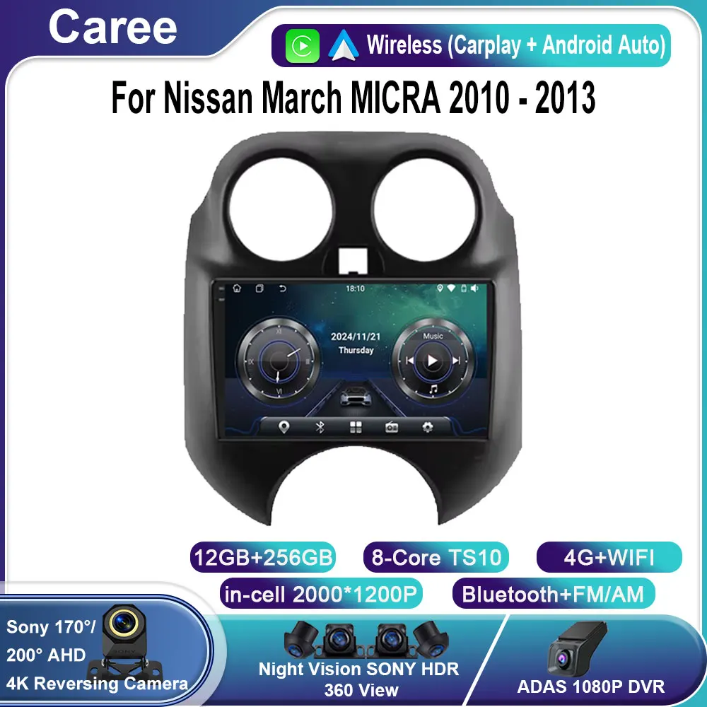 

Autoradio Android For Nissan March MICRA 2010 - 2013 Carplay Navigazione Multimedi Head Unit Screen DVD GPS Screen DVD No 2Din