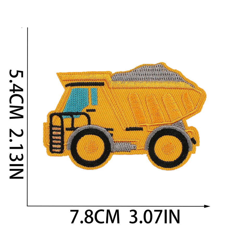 Tractor Embroidery Patch Truck Cartoon Excavator Iron on Patches for Clothes Children\'s Parches Appliques  Embroidery Supplies