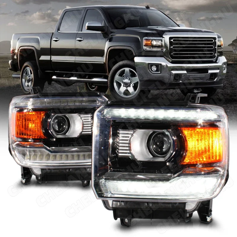 

1Pair Front Headlight Xenon Lamp For GMC Sierra 2500 2016 2017 2018 2019 DRL Auto Part GM2502471 84180592 GM2503471 84180593