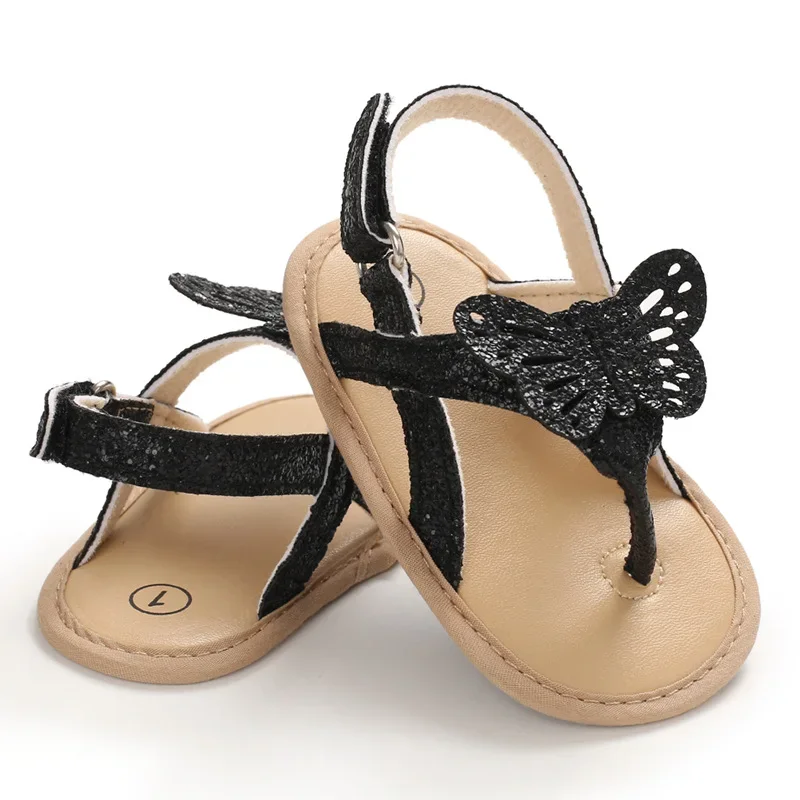 Chaussures d'été pour bébés filles et garçons, sandales papillon scintillantes, à la mode, 0 à 18 mois