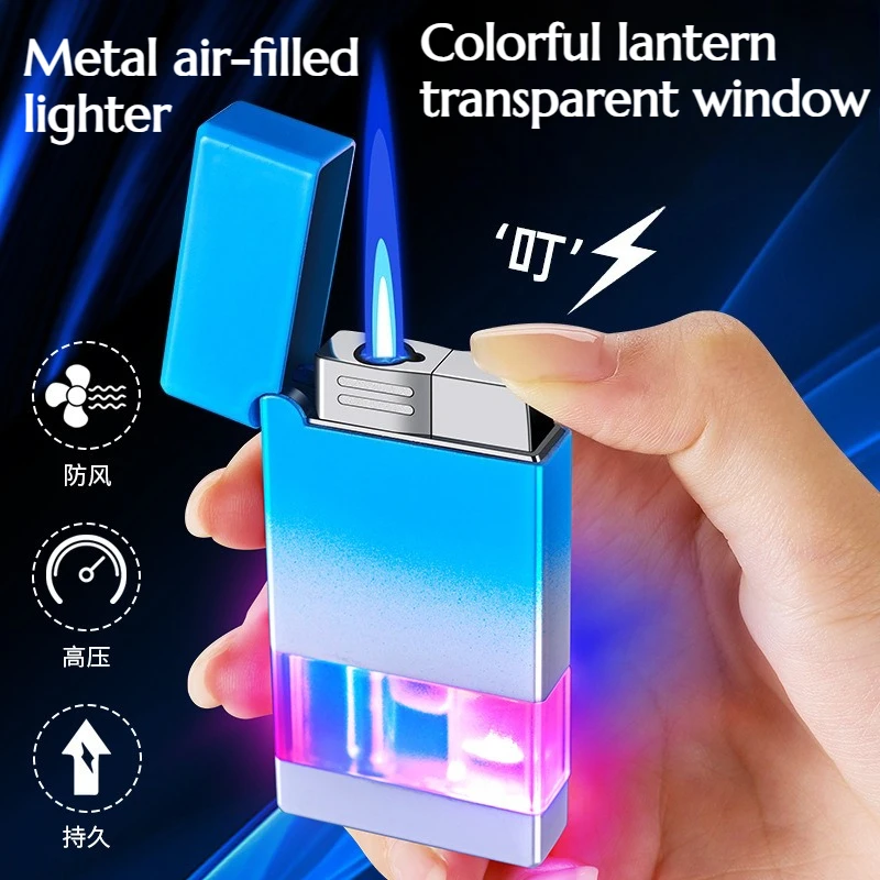 

Loudspeaker Colored Lamp Lighter Gradient Perspective Transparent Window Metal Inflating Lighter Cigarette Accessories