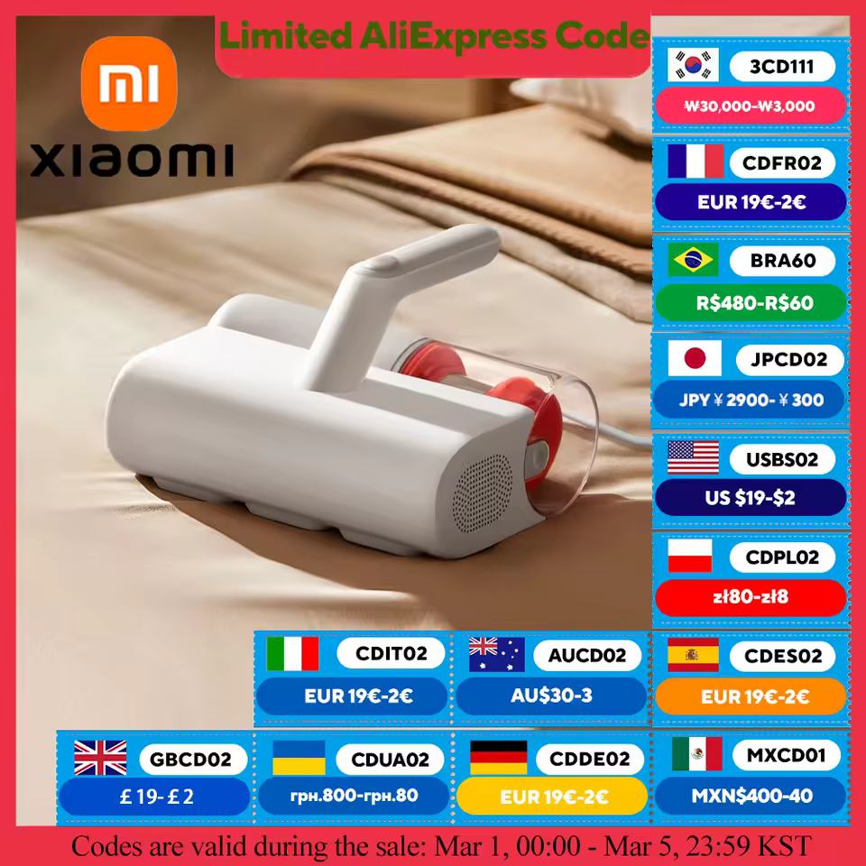 XIAOMI MIJIA 진공 진드기 제거제 2, 가정용 침대 이불 클리너 UV 살균, 진공 청소기 12000PA, 어댑터가있는 CN 버전