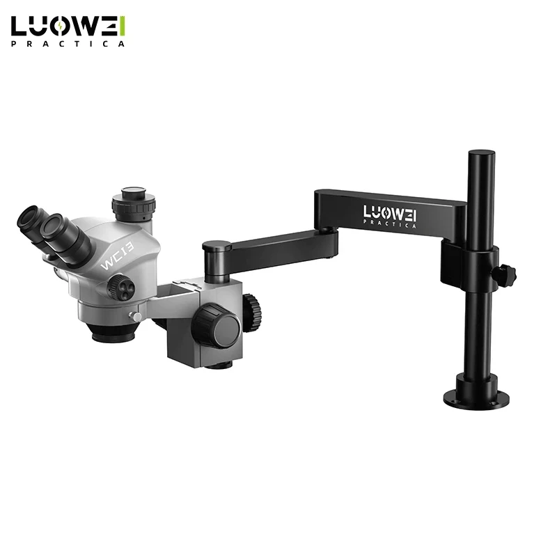 LUOWEI WCI3-7050LZ-TV 7-50X Triocular Microscope with Desktop Stand CTV Port WF10X/22 Eyepiece 100mm WD for PCB/Soldering
