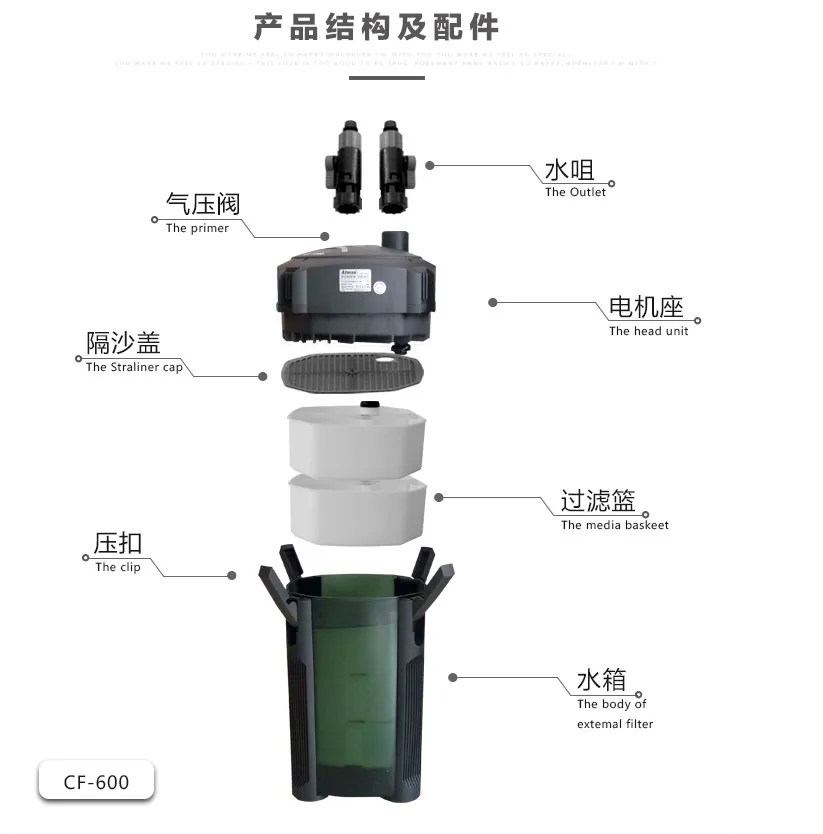 CF Series Fish Tank External UV Filter Box High Flow Fresh&Sea Water Canister UV Filter