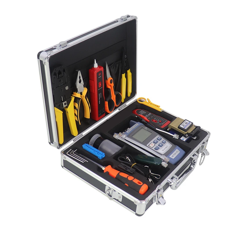 

FTTH 12 IN 1 Network Fiber Optic Tool Kit Wire Tracker Optical Power Meter Fieber Stripper Plier Fiber Cleaver And More