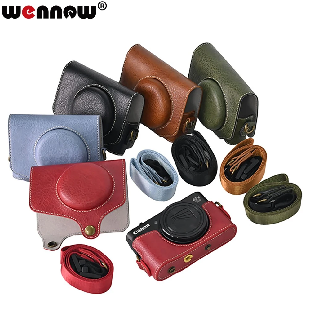Retro Camera Bag PU Leather Hard Case Half Body Cover Casing for Canon Powershot G7 X G7X Mark III 3 G7XIII G7X3 SX740 SX740hs