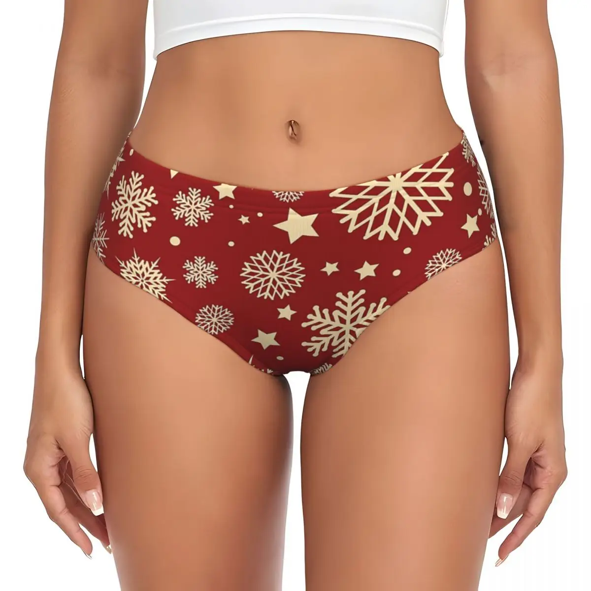 Custom Christmas Snowflakes Pattern Panties Briefs Women's Comfort Briefs Underwear Breathable Female Underpants