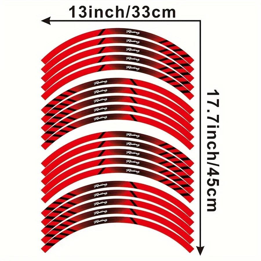 Universal 17 inch motorcycle wheel high-strength self-adhesive reflective 2-wheel rim sticker decorative tape 1 set bicycle